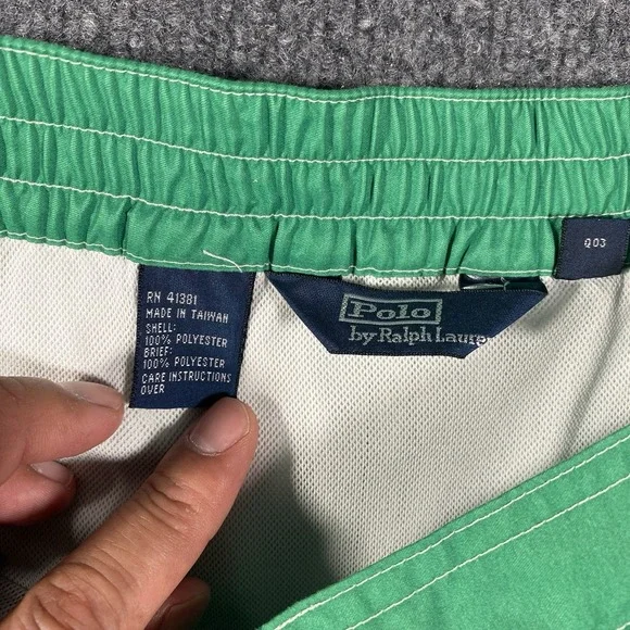 Vintage Polo Ralph Lauren Board Shorts Mens Medium Spellout Graffiti Baggy Fit - Picture 3 of 9